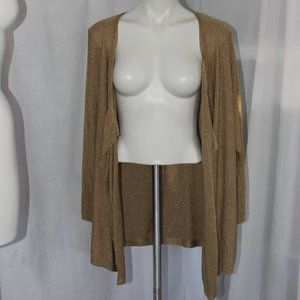Jones Studio Metallic Gold Buttonless Cardigan